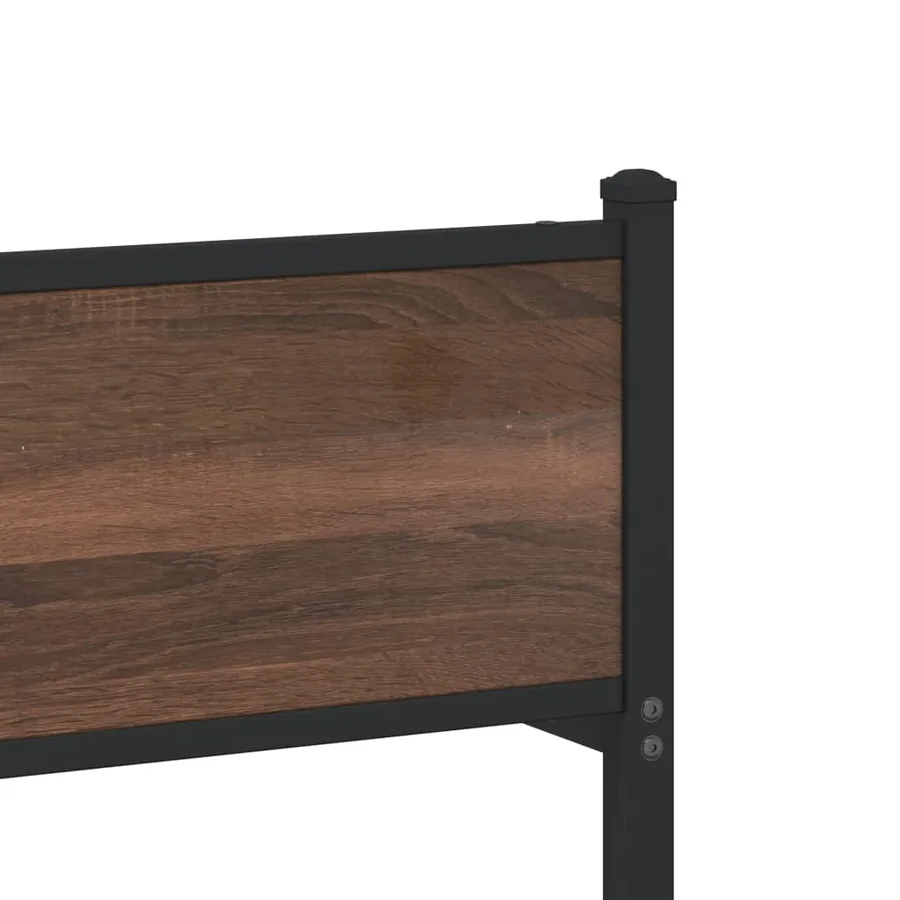 Cadre de lit en métal sans matelas chêne marron 75x190 cm - 8