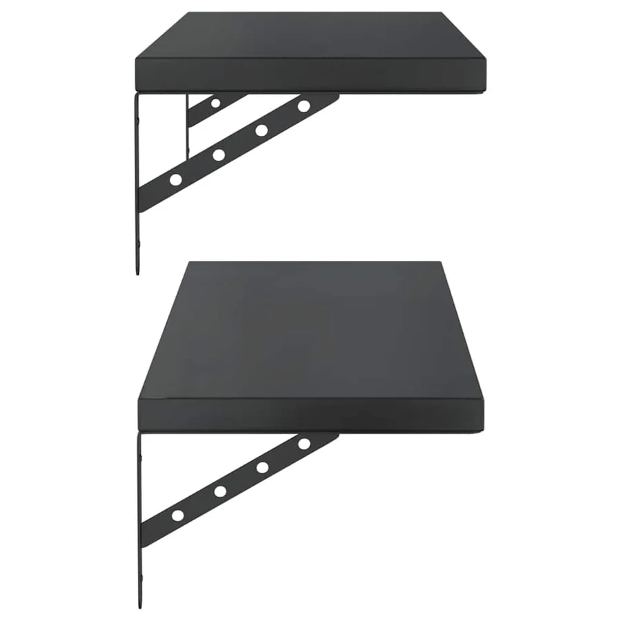 Étagères murales 2 pcs 100x30 cm noir acier inoxydable - 6