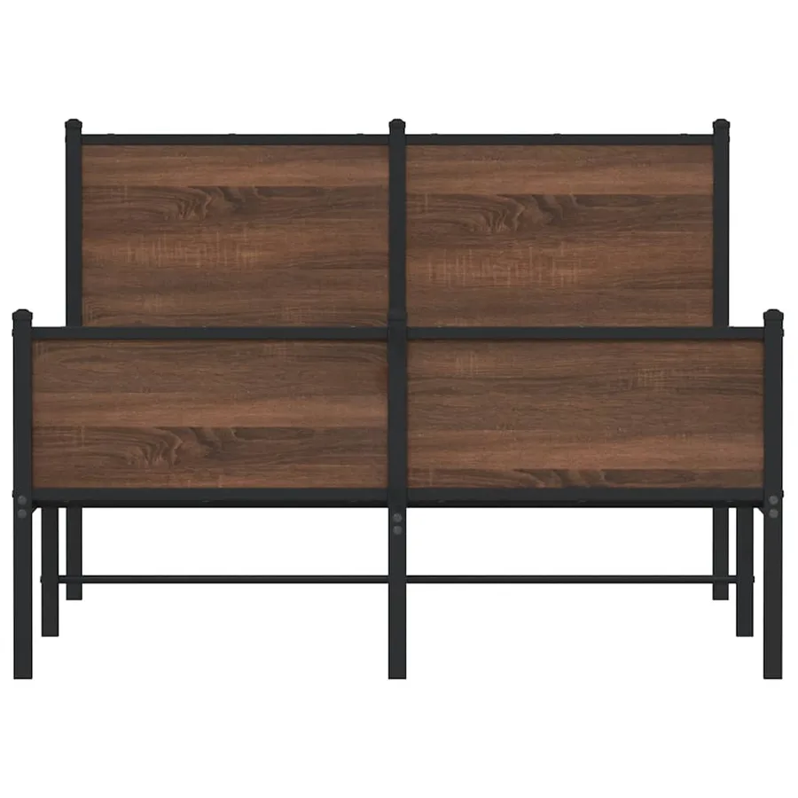 Cadre de lit en métal sans matelas chêne marron 120x190 cm - 5