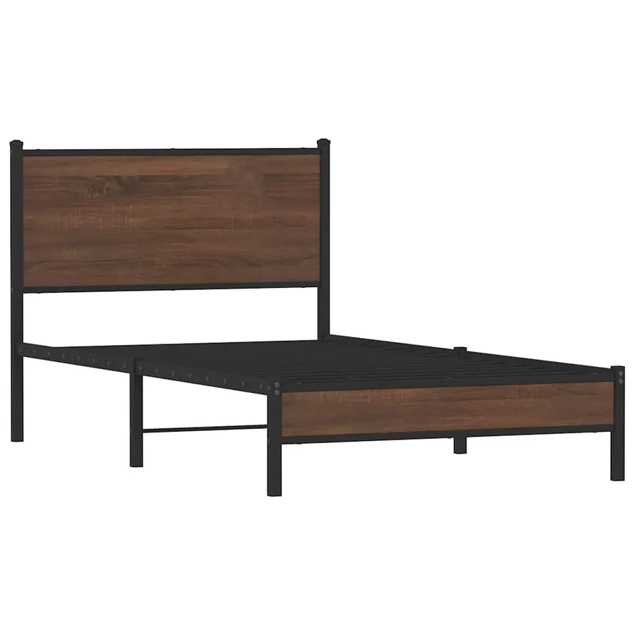 Cadre de lit en métal sans matelas chêne marron 100x200 cm - 3