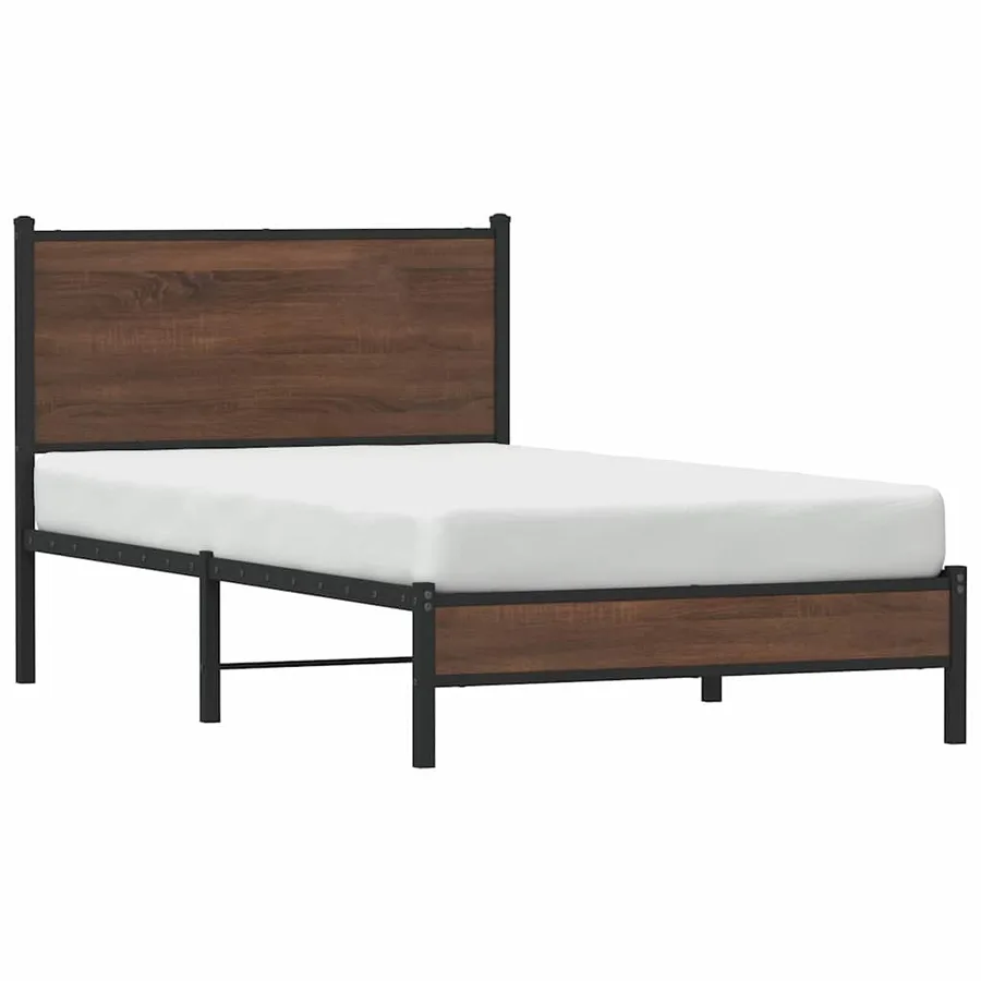 Cadre de lit en métal sans matelas chêne marron 100x200 cm - 4