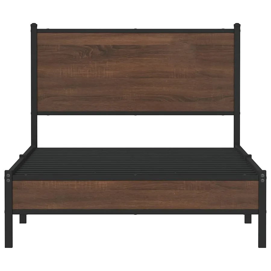 Cadre de lit en métal sans matelas chêne marron 100x200 cm - 5
