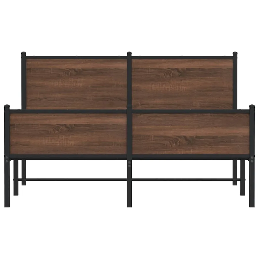 Cadre de lit en métal sans matelas chêne marron 137x190 cm - 5