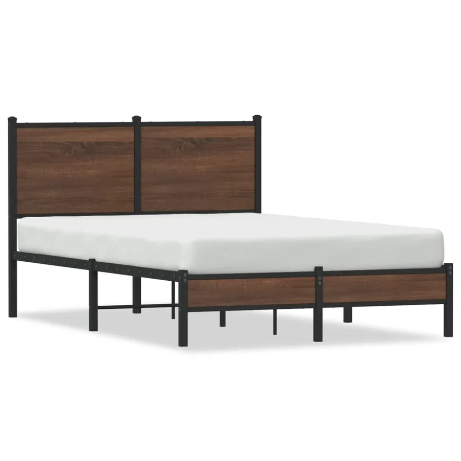 Cadre de lit en métal sans matelas chêne marron 120x200 cm - 2