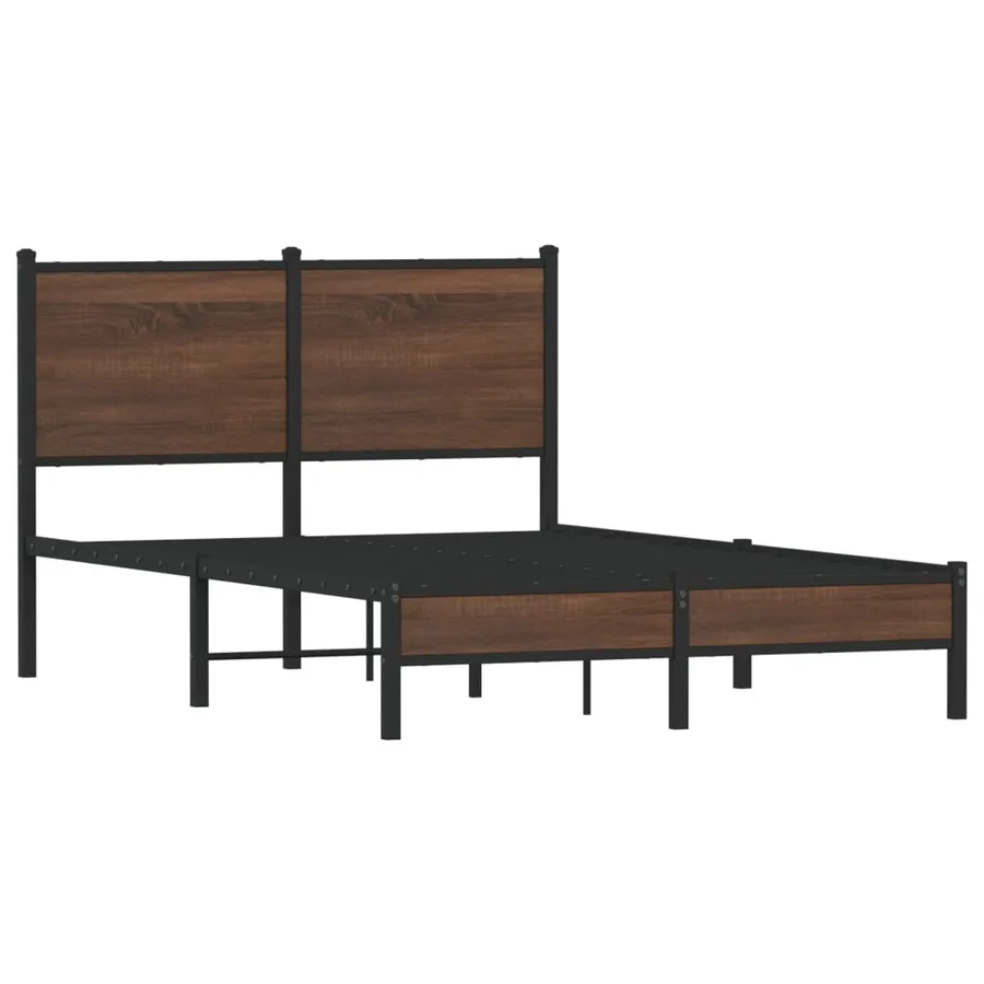 Cadre de lit en métal sans matelas chêne marron 120x200 cm - 3
