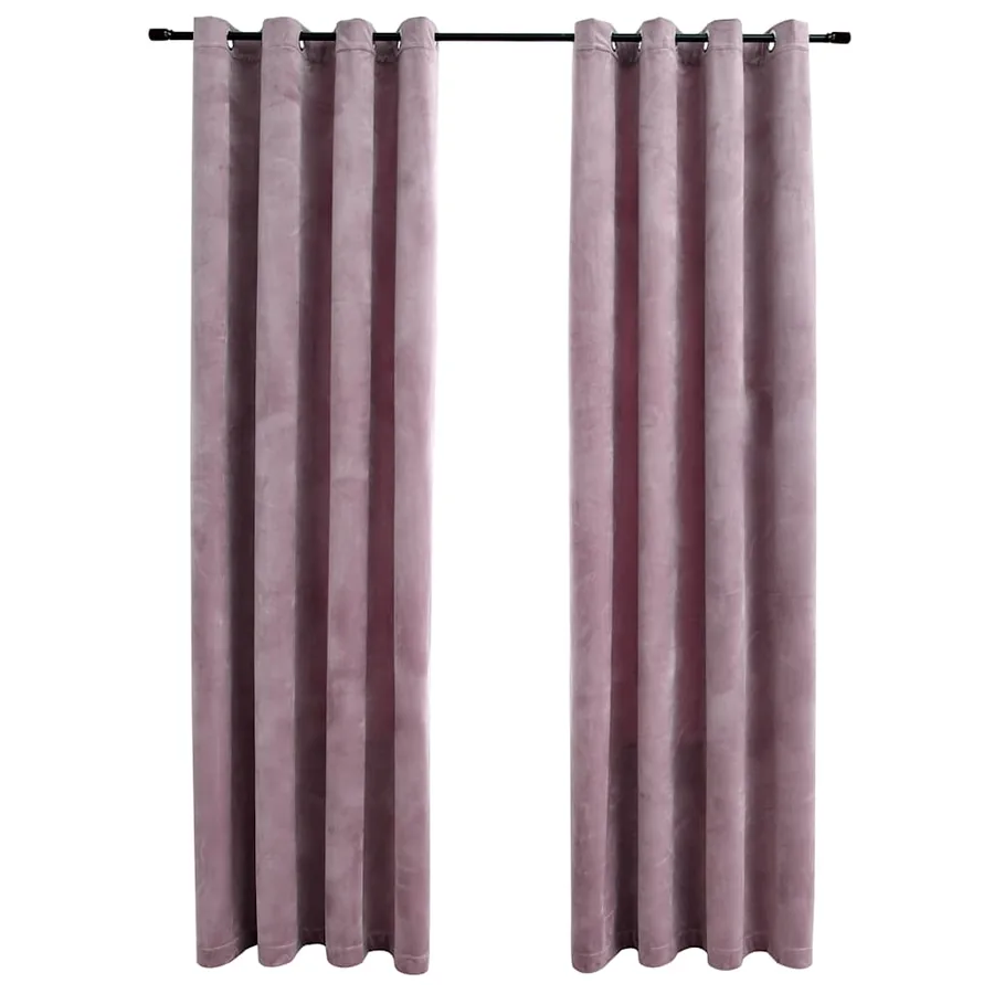 Rideaux occultants avec anneaux 2 pcs Velours Rose 140x245 cm - 2