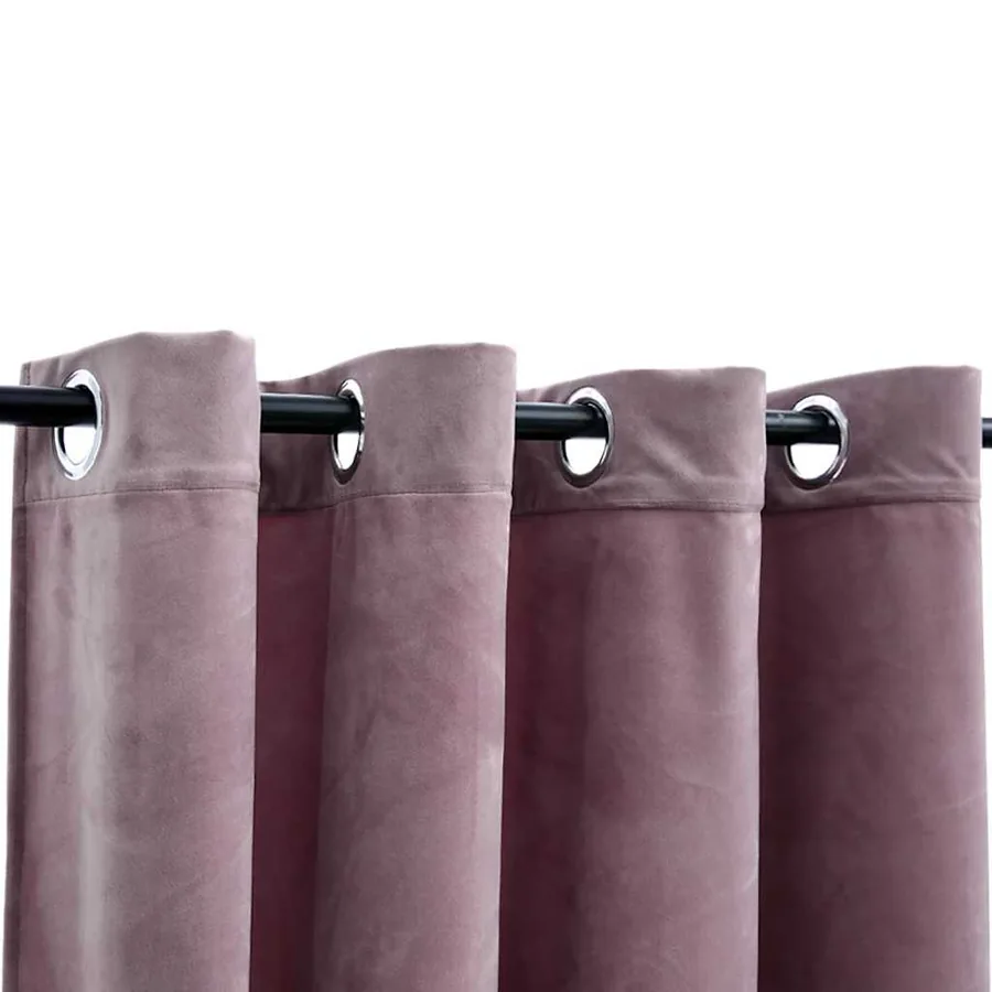 Rideaux occultants avec anneaux 2 pcs Velours Rose 140x245 cm - 3
