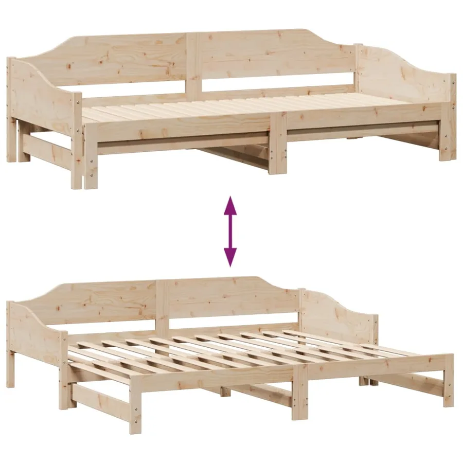 Lit de jour et lit gigogne sans matelas 90x190 cm bois massif - 10