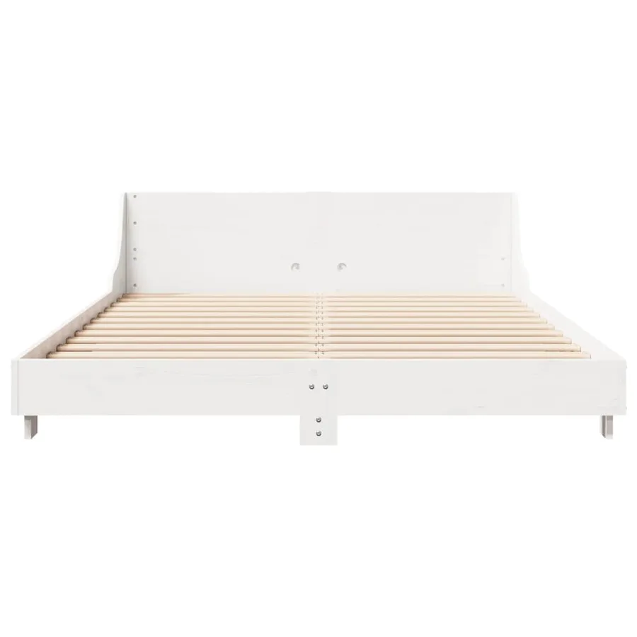 Cadre de lit sans matelas blanc 160x200 cm bois de pin massif - 4