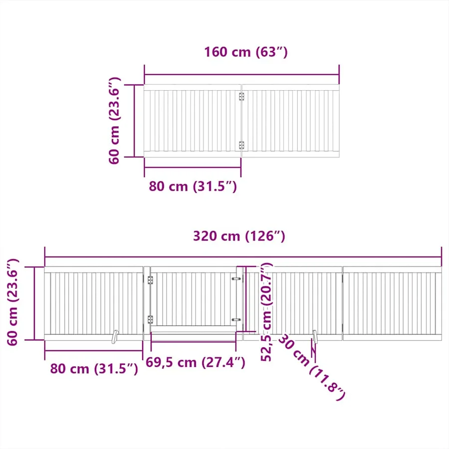 Barrière pour chien porte pliable 10 panneaux bois de peuplier - 12