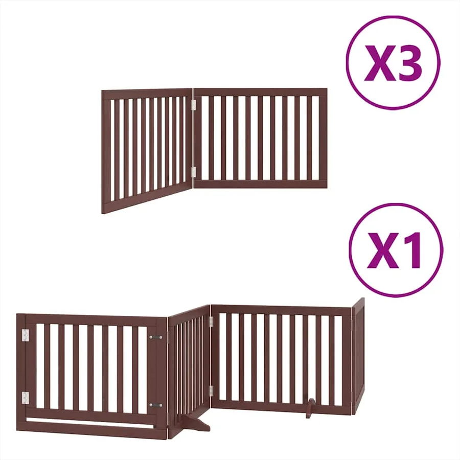 Barrière pour chien porte pliable 10 panneaux bois de peuplier - 2