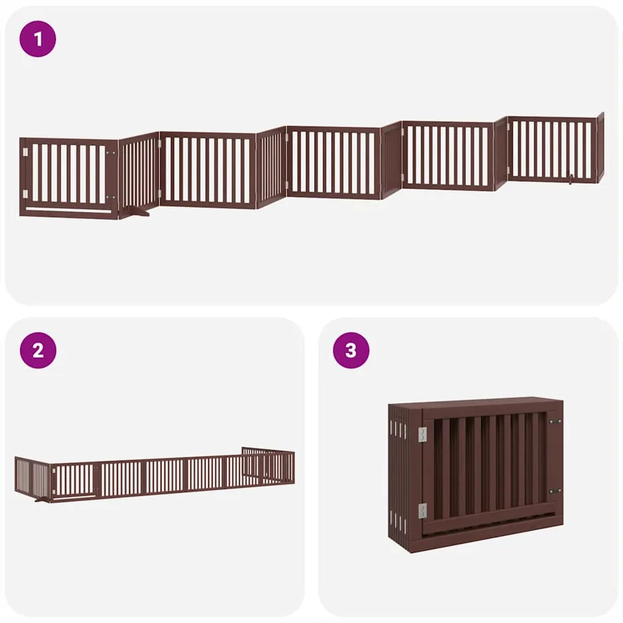 Barrière pour chien porte pliable 10 panneaux bois de peuplier - 6