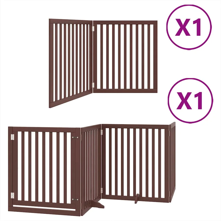 Barrière pour chien avec porte pliable 6 panneaux bois peuplier - 2