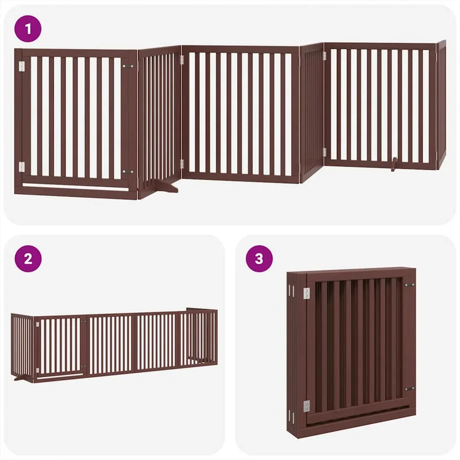 Barrière pour chien avec porte pliable 6 panneaux bois peuplier - 5