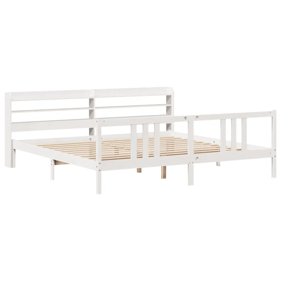 Cadre de lit avec tête de lit sans matelas blanc 200x200 cm - 3