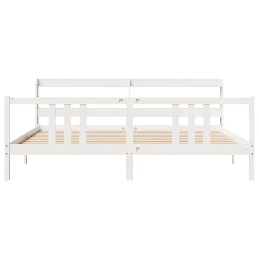 Cadre de lit avec tête de lit sans matelas blanc 200x200 cm - 4