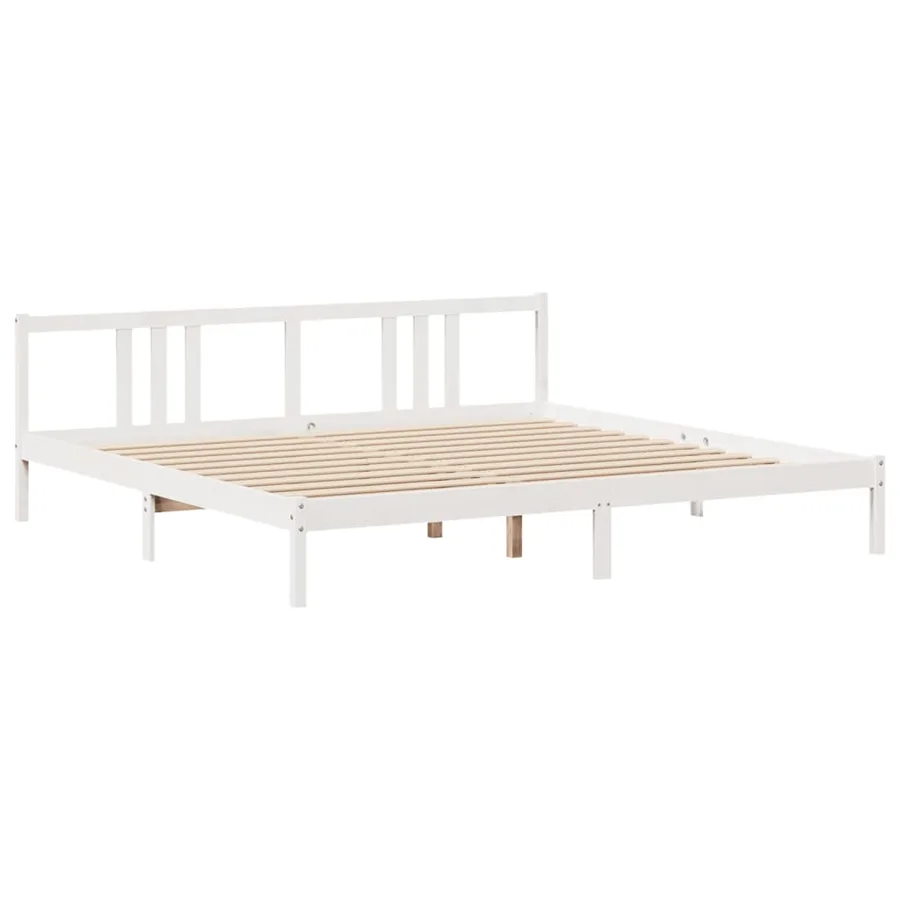 Cadre de lit avec tête de lit sans matelas blanc 200x200 cm - 5