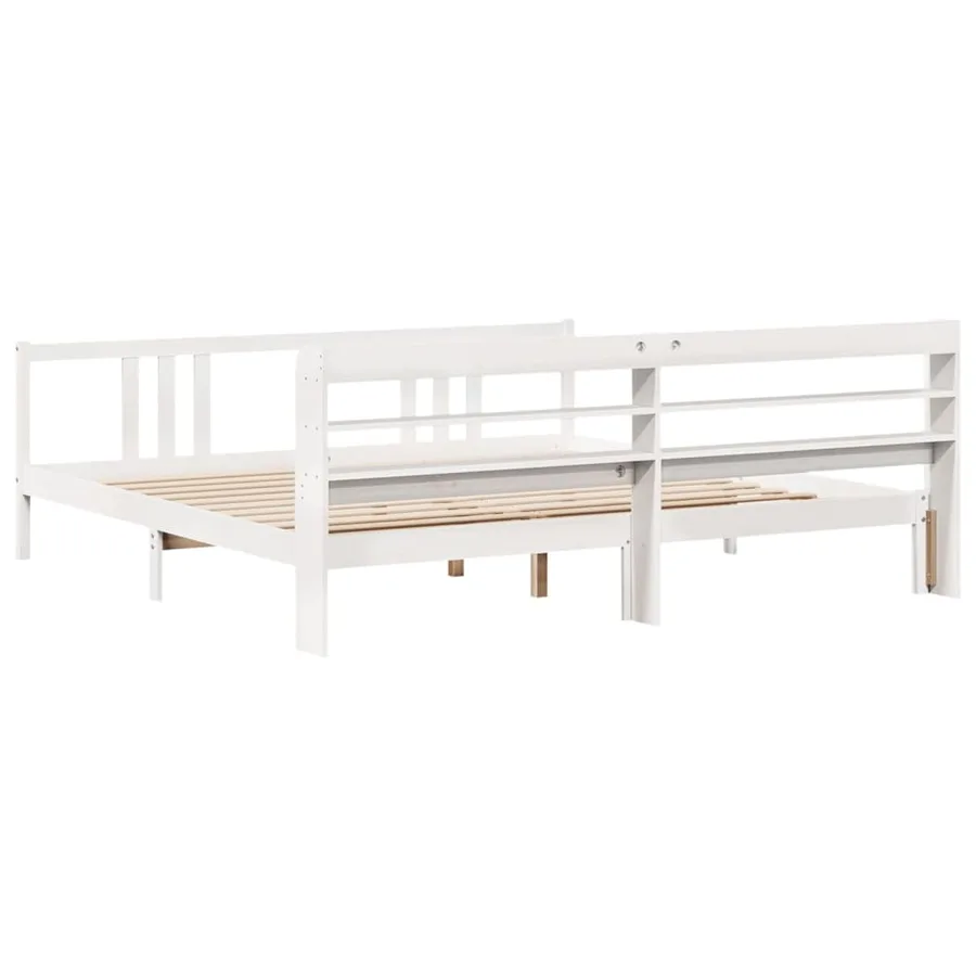 Cadre de lit avec tête de lit sans matelas blanc 200x200 cm - 8
