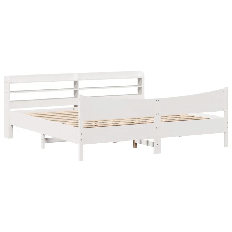 Cadre de lit et tête de lit blanc 200x200 cm bois de pin massif - 2