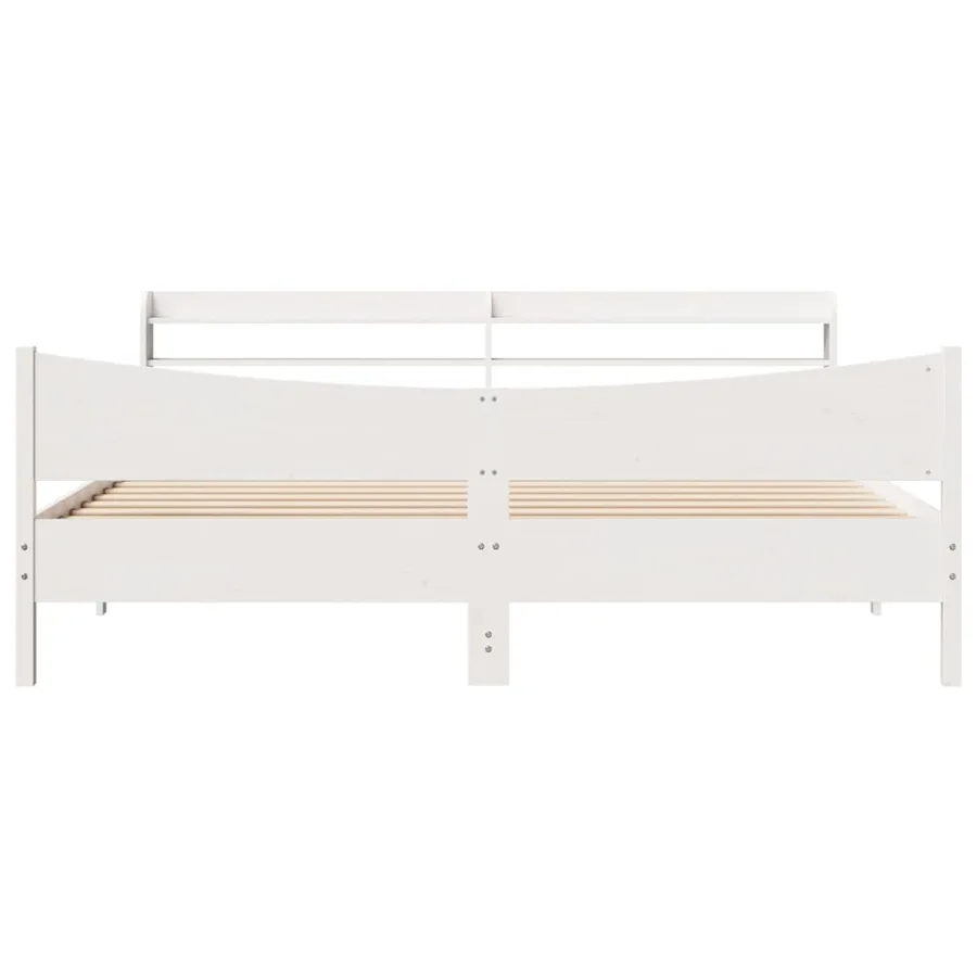 Cadre de lit et tête de lit blanc 200x200 cm bois de pin massif - 4
