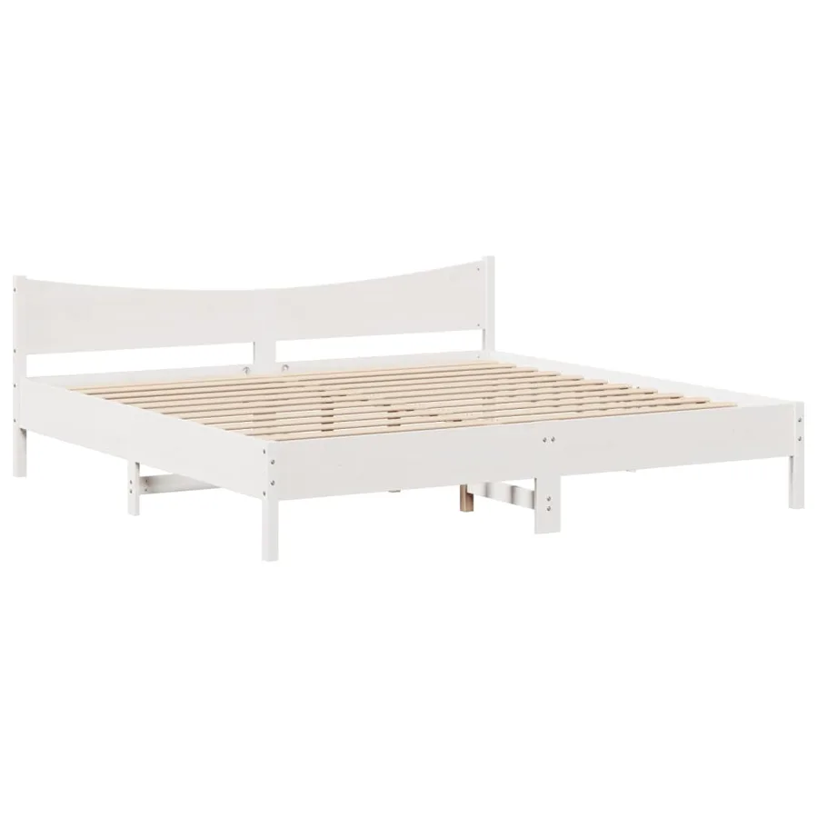 Cadre de lit et tête de lit blanc 200x200 cm bois de pin massif - 5