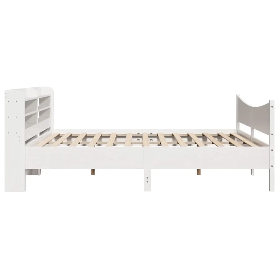 Cadre de lit et tête de lit blanc 200x200 cm bois de pin massif - 7