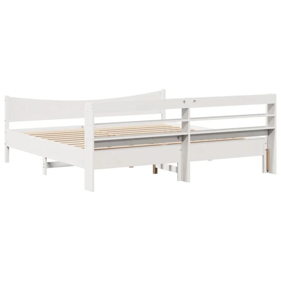 Cadre de lit et tête de lit blanc 200x200 cm bois de pin massif - 8
