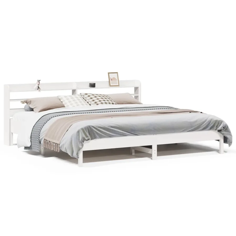 Cadre de lit sans matelas blanc 200x200 cm bois massif de pin - 2
