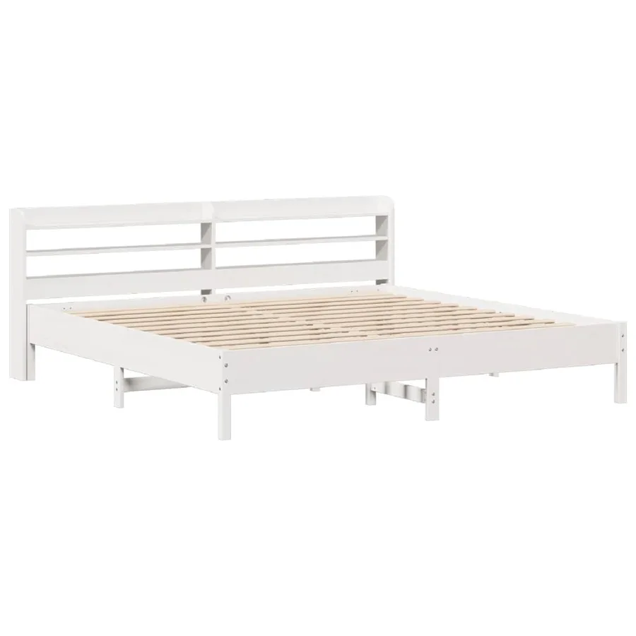 Cadre de lit sans matelas blanc 200x200 cm bois massif de pin - 3