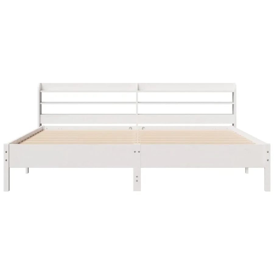 Cadre de lit sans matelas blanc 200x200 cm bois massif de pin - 4