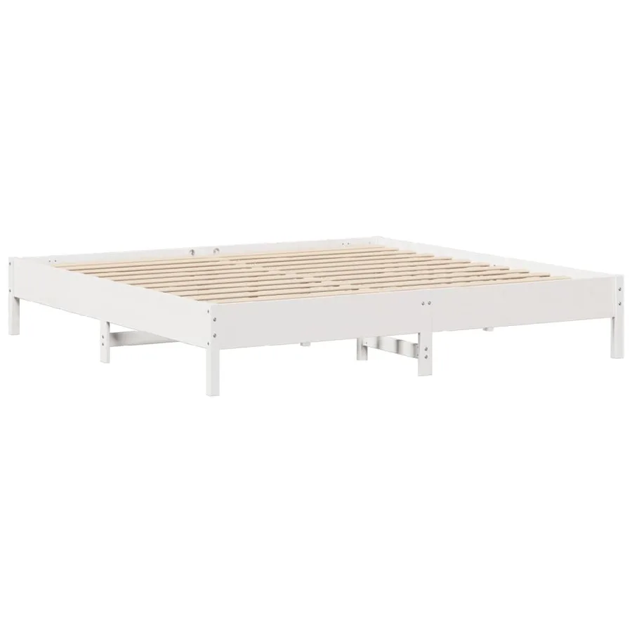 Cadre de lit sans matelas blanc 200x200 cm bois massif de pin - 7