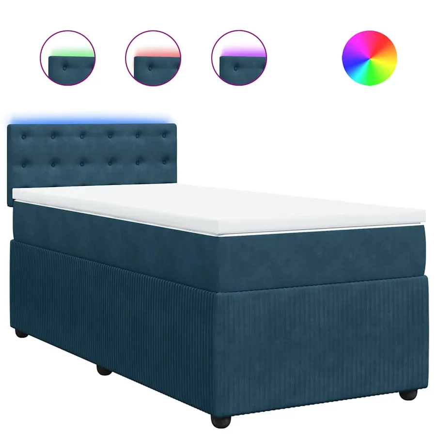 Sommier à lattes de lit avec matelas bleu 80x200 cm velours - 2