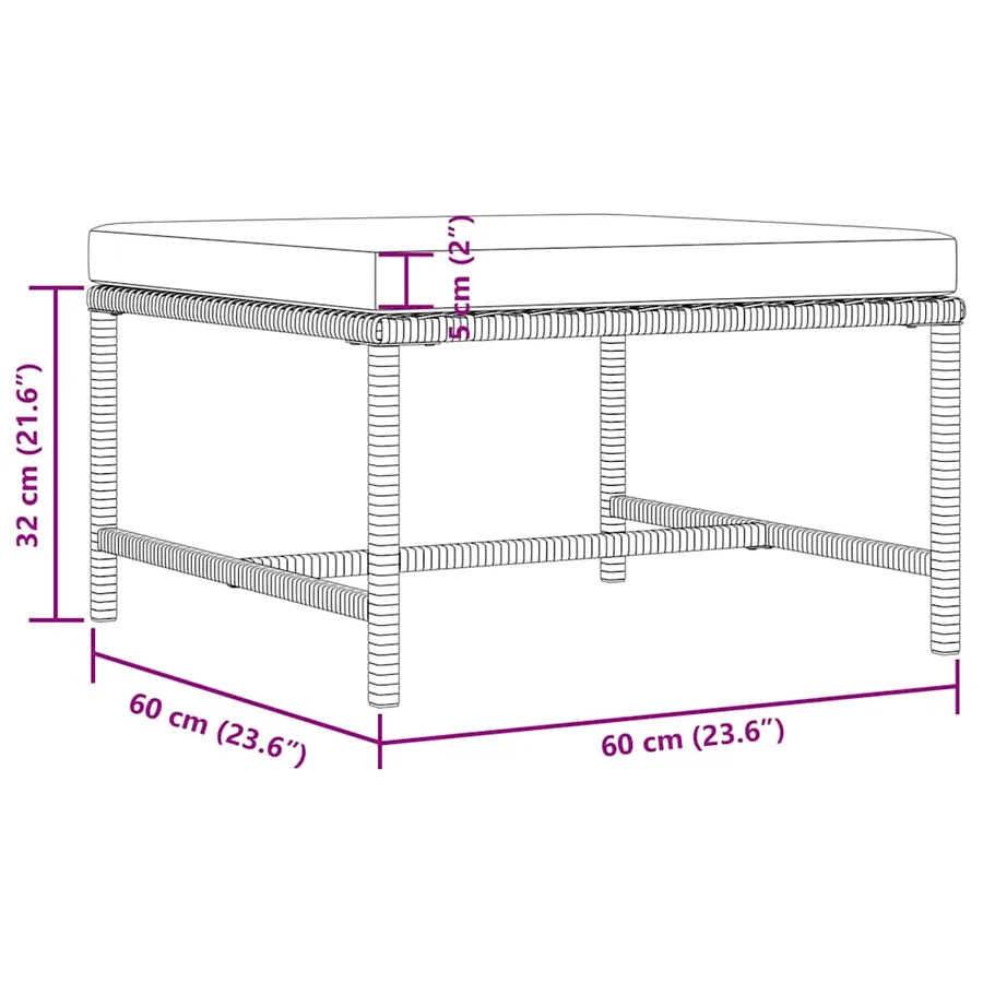 Salon de jardin 3 pcs avec coussins Gris Résine tressée - 8