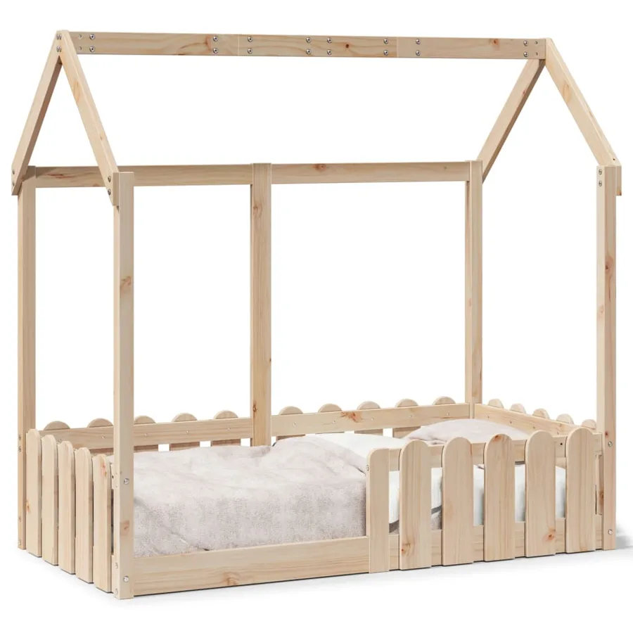 Cadre de lit d'enfants forme de maison sans matelas pin massif - 2