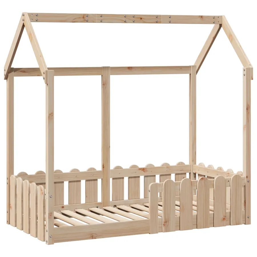 Cadre de lit d'enfants forme de maison sans matelas pin massif - 3