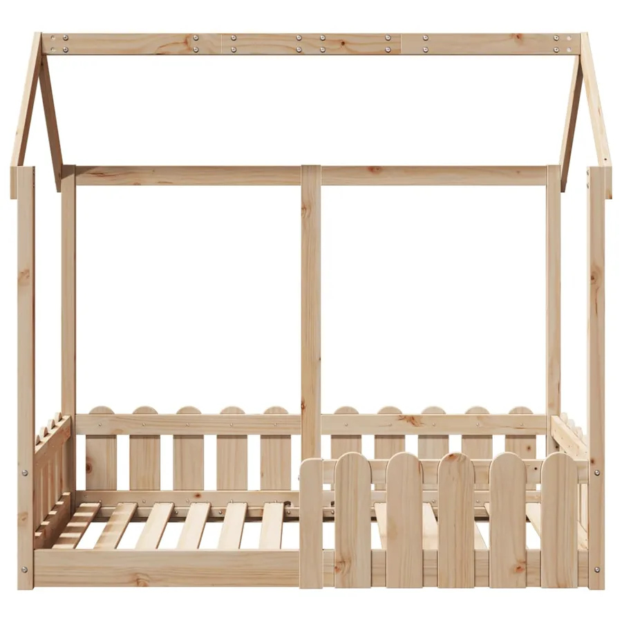 Cadre de lit d'enfants forme de maison sans matelas pin massif - 4