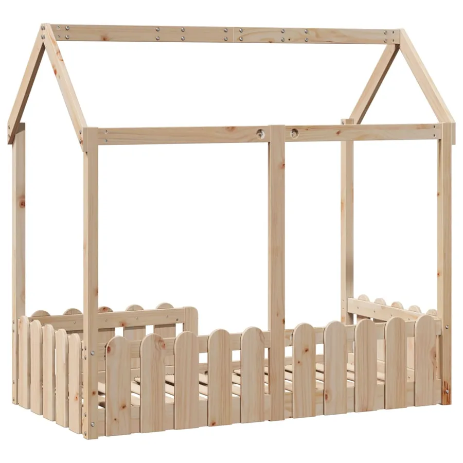 Cadre de lit d'enfants forme de maison sans matelas pin massif - 6