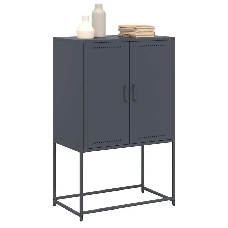 Buffet haut anthracite 68,5x38,5x107 cm acier - 4