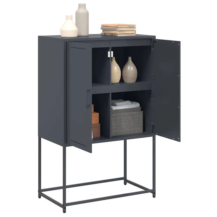 Buffet haut anthracite 68,5x38,5x107 cm acier - 5