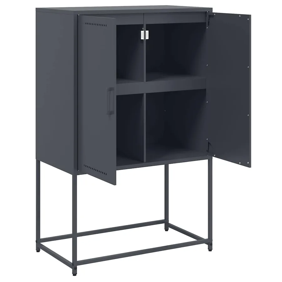 Buffet haut anthracite 68,5x38,5x107 cm acier - 9