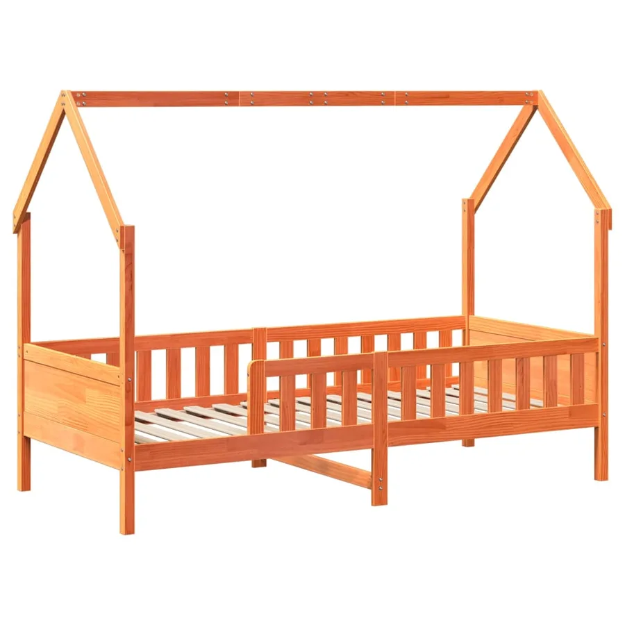 Cadre de lit d'enfants forme de maison sans matelas pin - 3