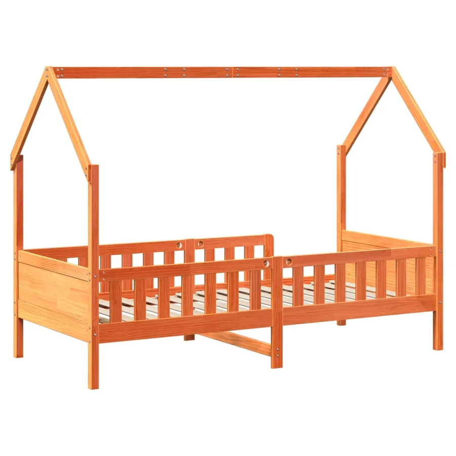 Cadre de lit d'enfants forme de maison sans matelas pin - 6