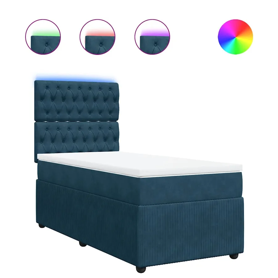 Sommier à lattes de lit avec matelas bleu 80x200 cm velours - 2