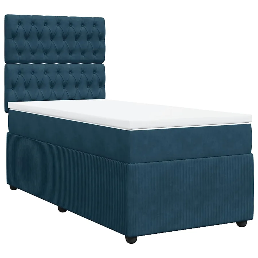 Sommier à lattes de lit avec matelas bleu 80x200 cm velours - 3