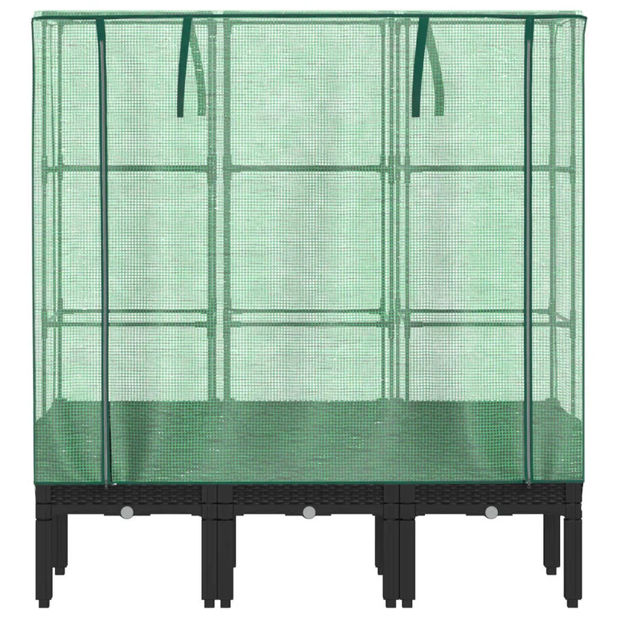 Jardinière surélevée avec housse aspect rotin 120x40x140 cm - 4
