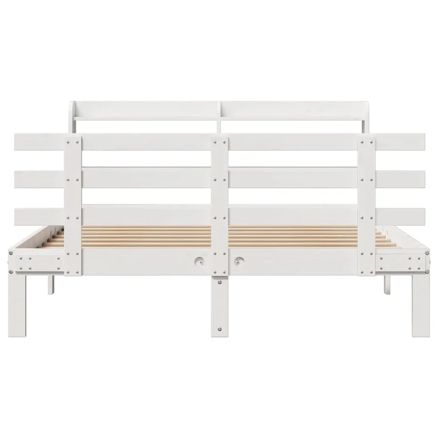 Cadre de lit avec tête de lit sans matelas blanc 140x200 cm - 4
