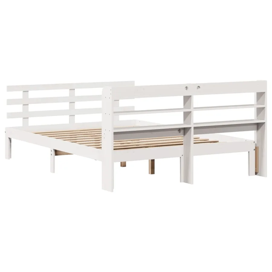 Cadre de lit avec tête de lit sans matelas blanc 140x200 cm - 8