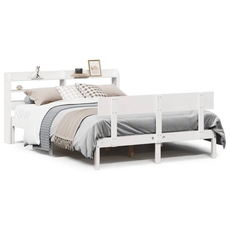 Cadre de lit sans matelas blanc 140x200 cm bois de pin massif - 2