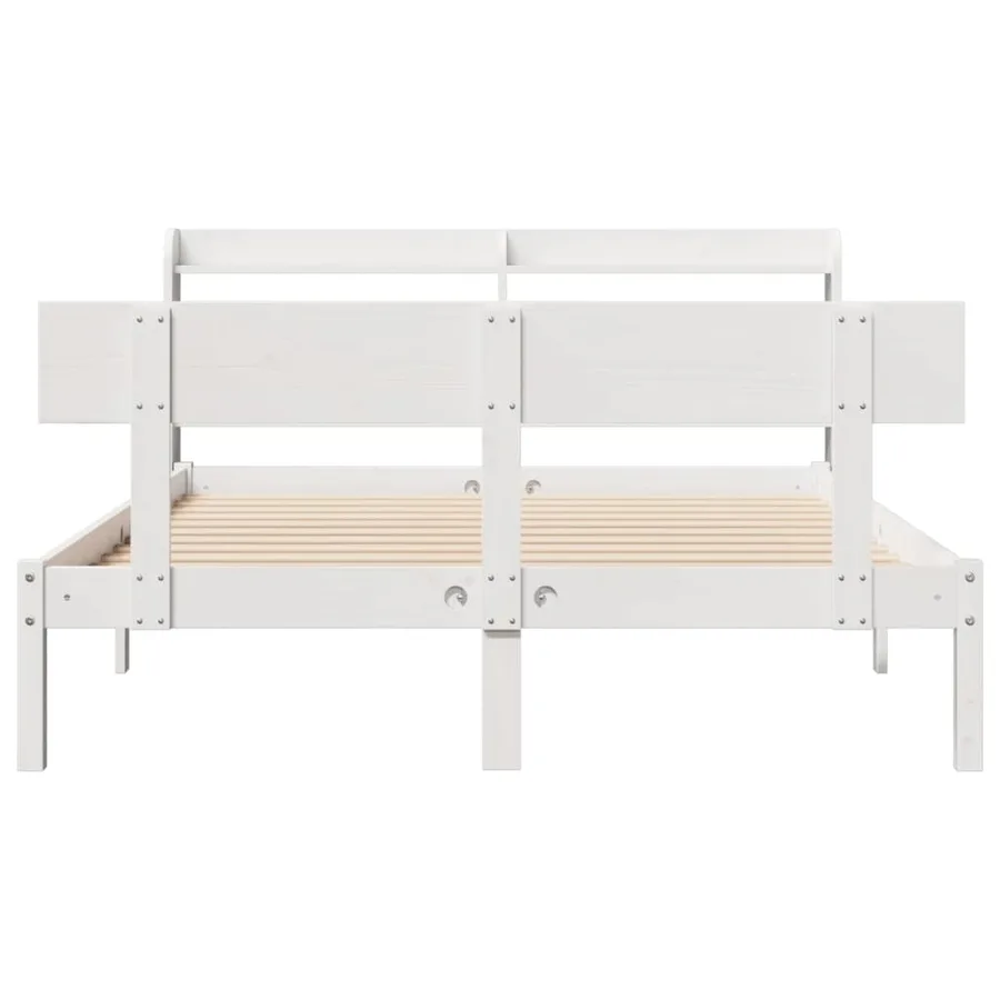 Cadre de lit sans matelas blanc 140x200 cm bois de pin massif - 4