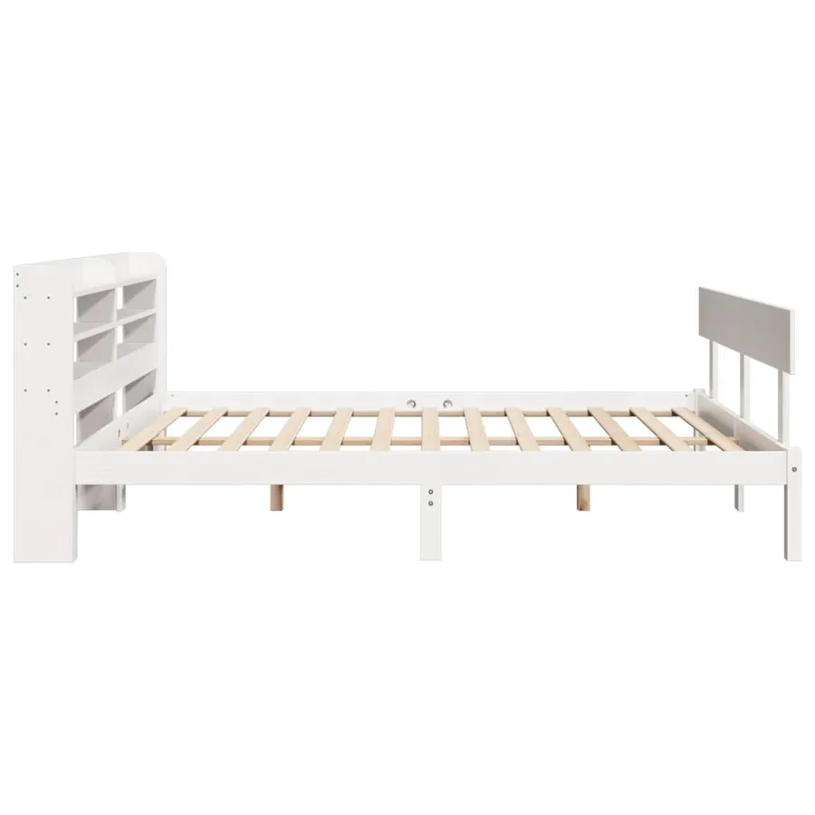 Cadre de lit sans matelas blanc 140x200 cm bois de pin massif - 5